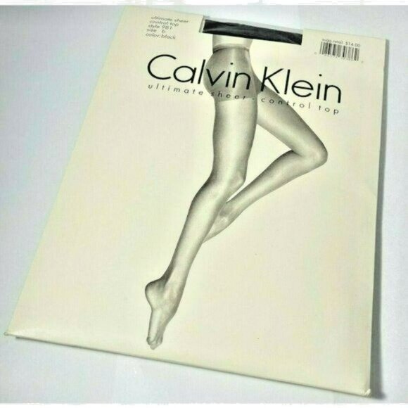 Womens Hosiery Calvin Klein Ultimate Sheer Control Top Pantyhose Size B 981 Blac - Picture 1 of 4